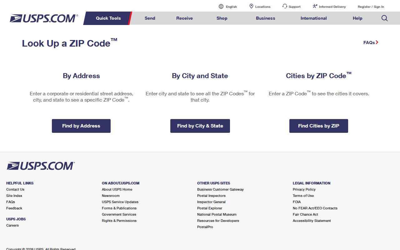 Dedham ZIP directory using the USPS postal lookup options
